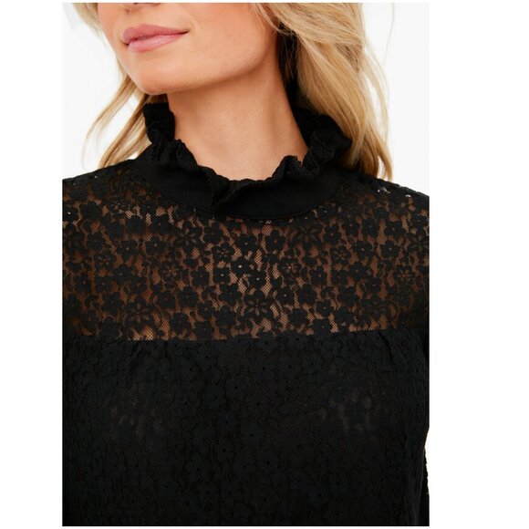 Tuckernuck Rosalee Blouse black size XL lace long sleeve sheer high neck top - Picture 4 of 13